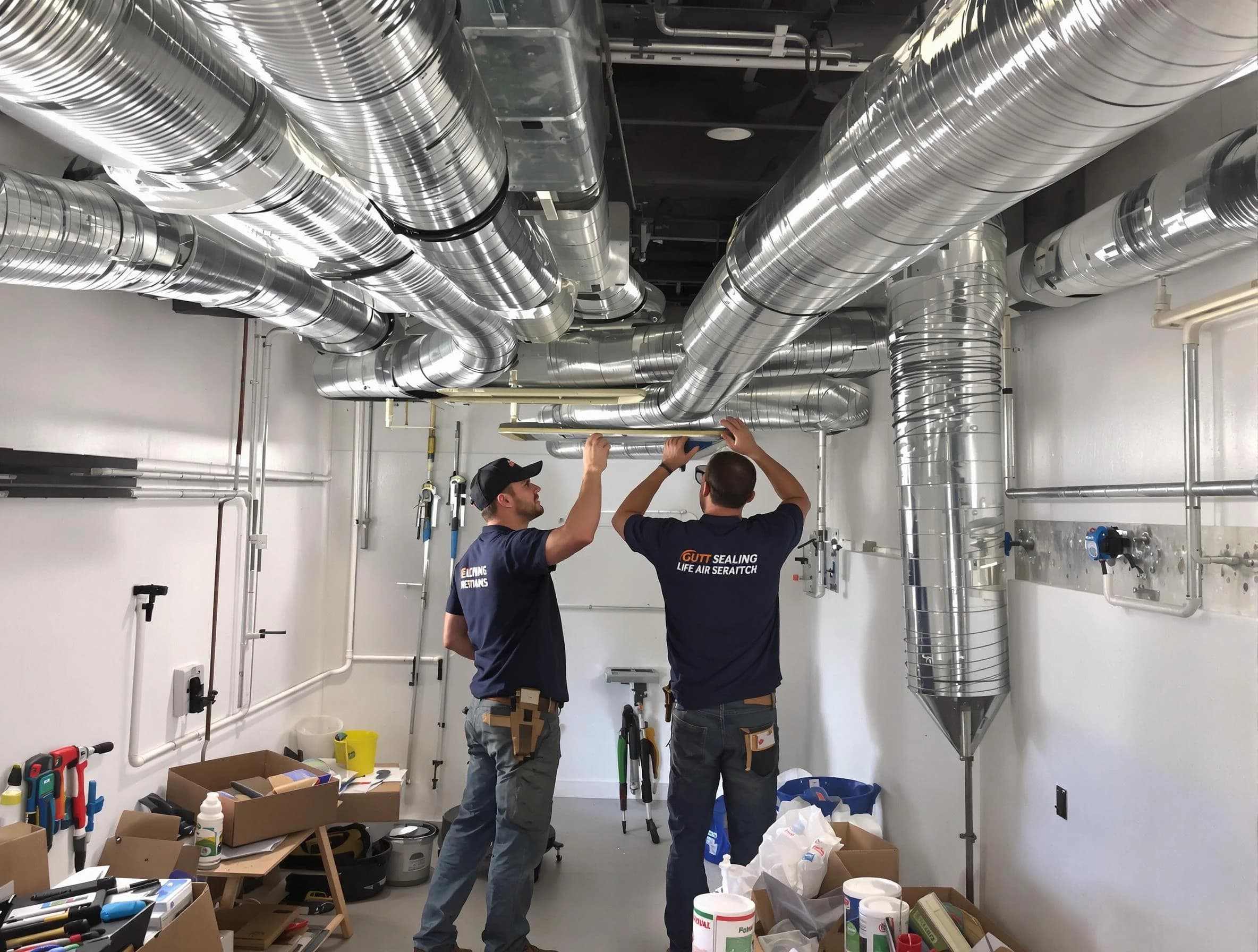 Wheat Ridge Air Duct Cleaning technician applying professional duct sealing solutions in Wheat Ridge