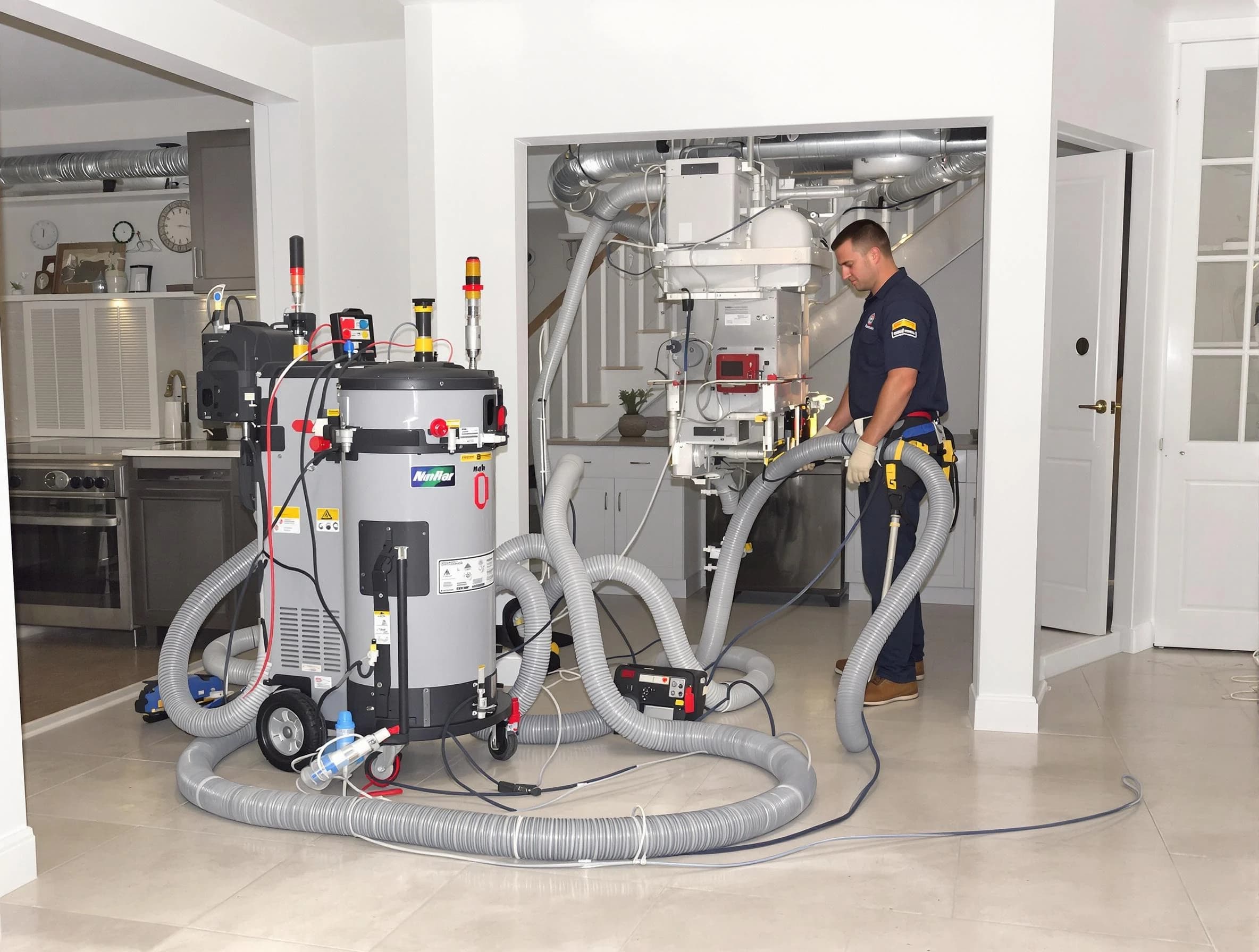 Wheat Ridge Air Duct Cleaning technician operating negative pressure cleaning equipment for thorough duct maintenance in Wheat Ridge