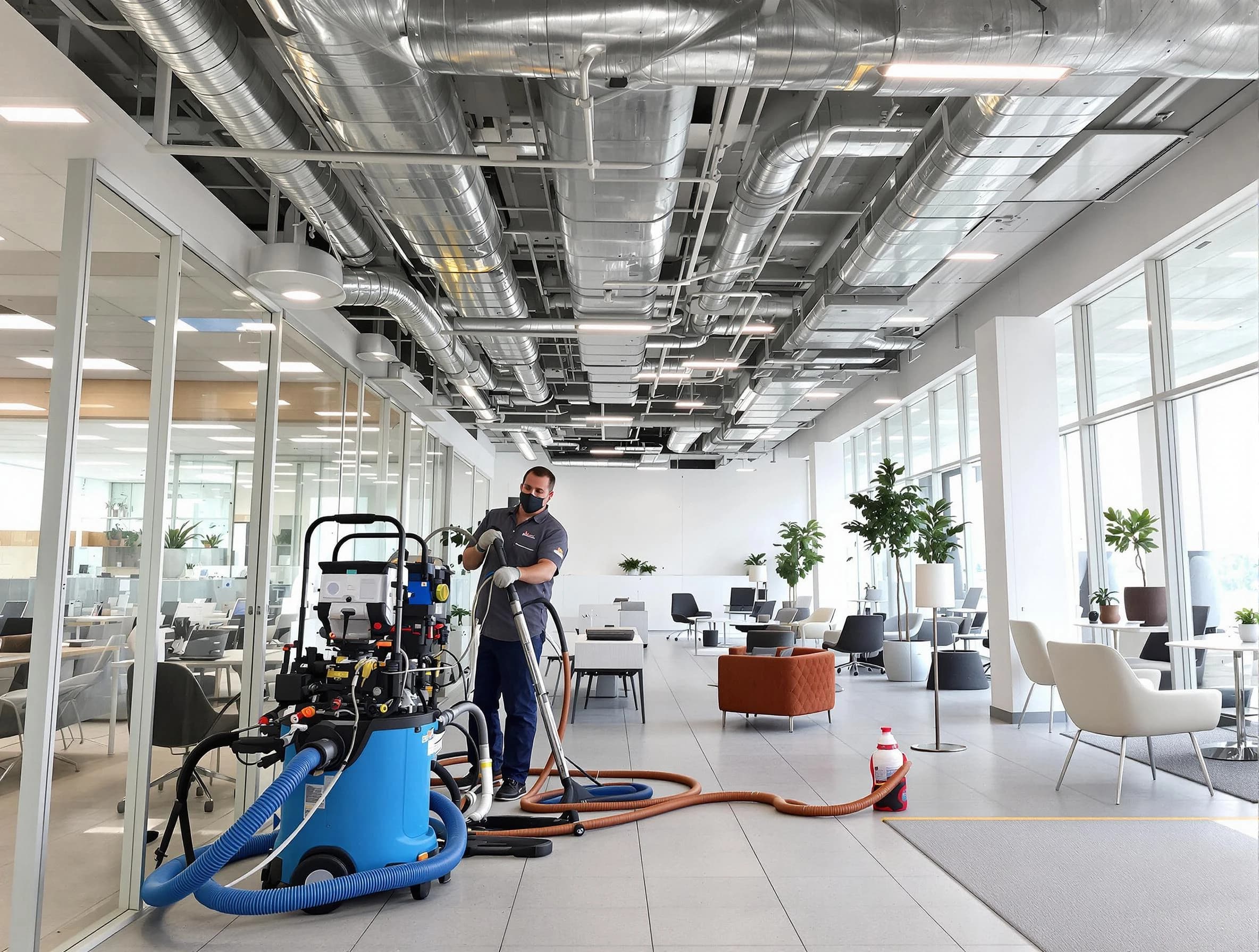 Wheat Ridge Air Duct Cleaning team conducting comprehensive commercial duct cleaning at a business location in Wheat Ridge