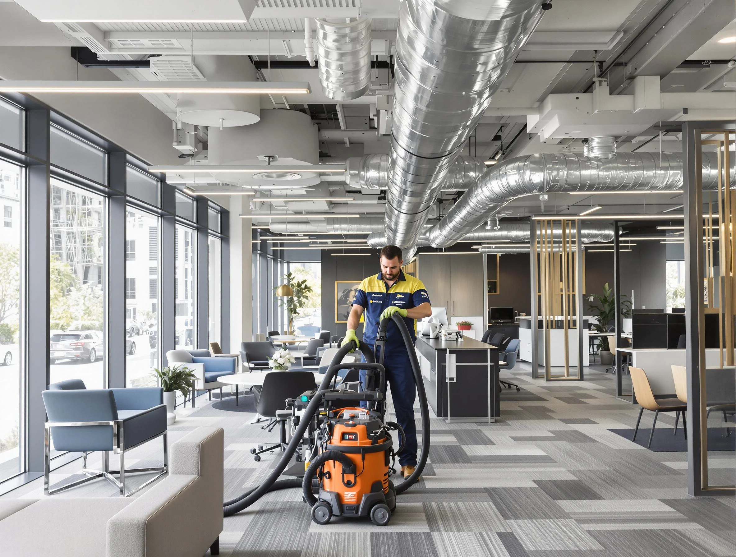 Wheat Ridge Air Duct Cleaning team performing thorough commercial duct cleaning at a Wheat Ridge business center